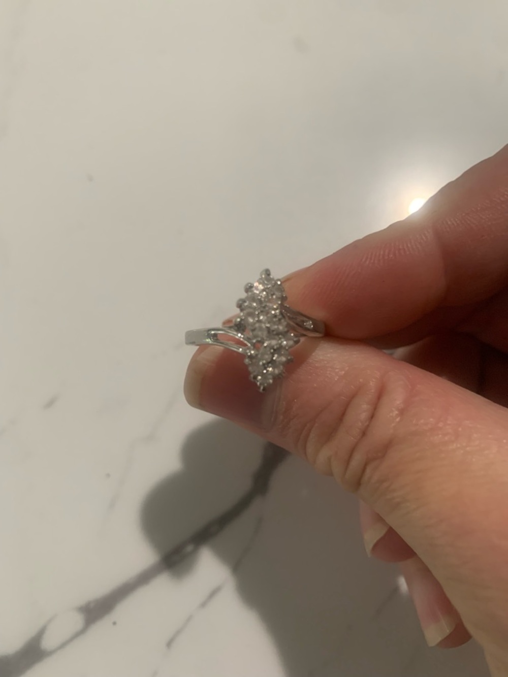 Vintage Silver Toned Cluster Statement Ring size 9.